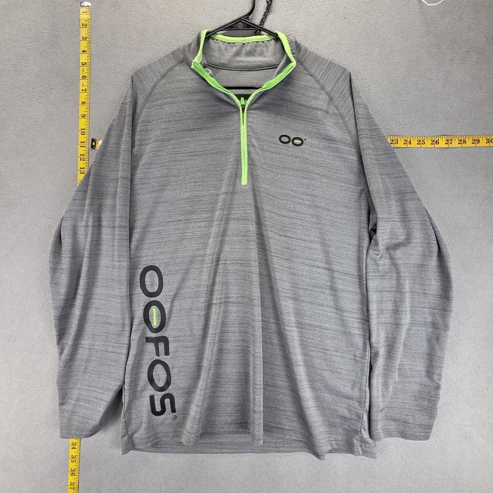 OOFOS Pullover Mens Large Gray 1/4 Zip Long Sleeve Lightweight Tagless Top‎